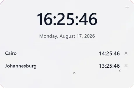 WorkZone world clock widget showing multiple timezones