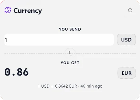 WorkZone currency converter widget